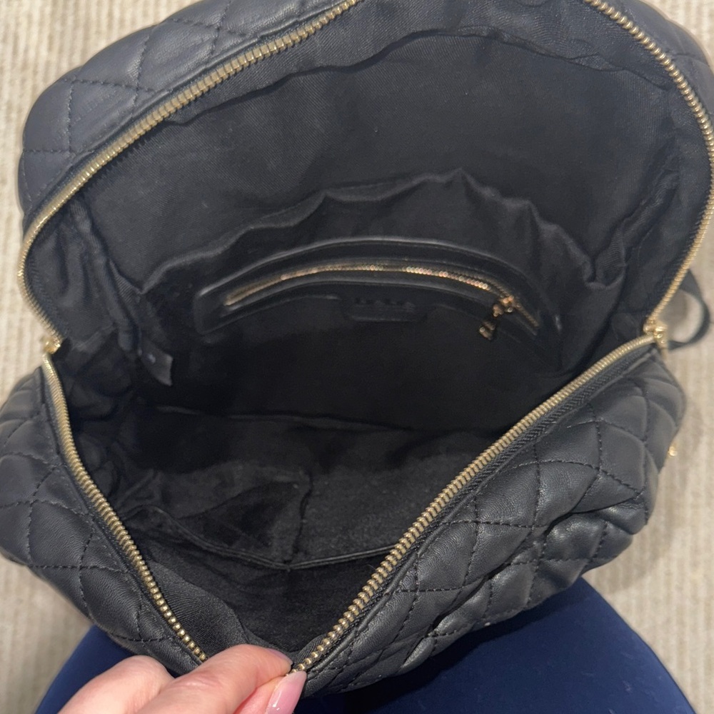 bebe Black Quilted Backpack with Gold Details - Picture 3 of 4